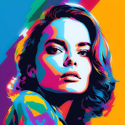 Modern Wall Art featuring the photograph Pop Art Portrait Of A Celebrity With Bold Colors And Gradients In Neon Light No 1 by Andre Petrov