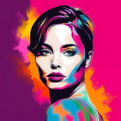 Bold Digital Art - Pop Art Portrait Of A Celebrity With Bold Colors And Gradients In Neon Light No 2 by Andre Petrov