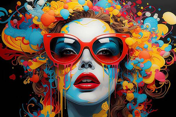 Bold Wall Art featuring the digital art Pop Art Representation Of Colorful Chaos No 3 by Andre Petrov
