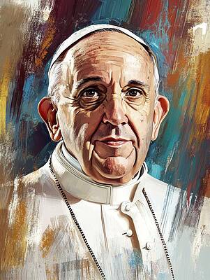 Portrait Painting - Pope Francis by Land of Dreams