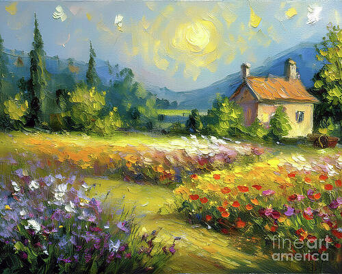 Summer Digital Art - Poppy Cottage by Macro Abundance