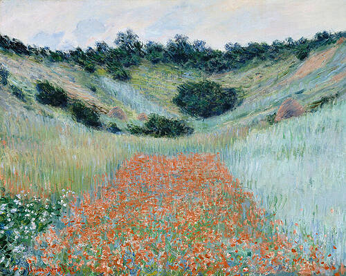 Monet Landscape with Red Poppies Wall Art
