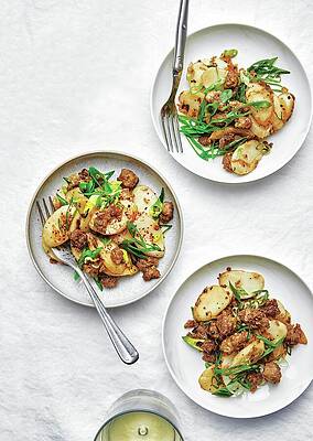 Salt Wall Art featuring the photograph Pork With Crispy Rice Cakes by Laura Murray