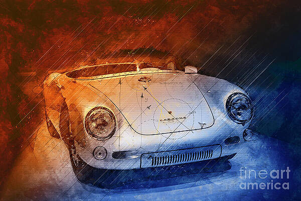 Wall Art featuring the digital art Porsche 550 RS Spyder 1955 by Stefano Senise