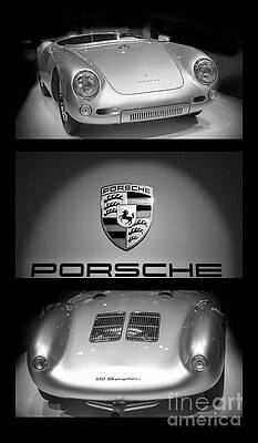 Wall Art featuring the photograph Porsche 550 Spyder Triptych Bw by Stefano Senise