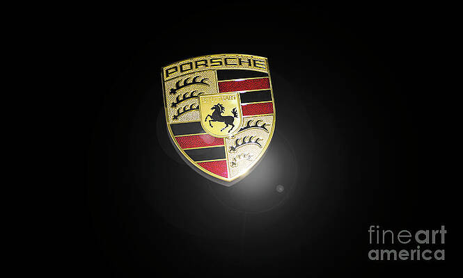 Transportation Wall Art featuring the photograph Porsche Car Emblem Isolated by Stefano Senise
