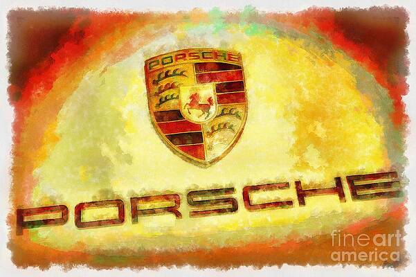 Wall Art featuring the photograph Porsche Hood Ornament In Abstract Colors by Stefano Senise
