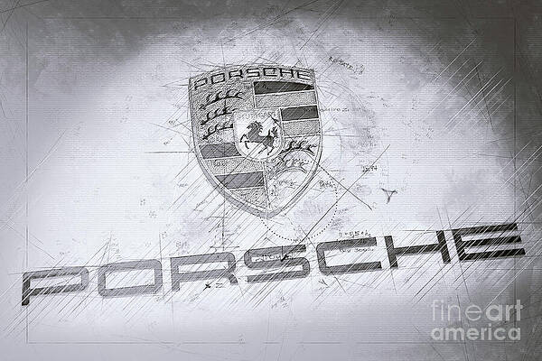 Wall Art featuring the drawing Porsche Logo Design Project by Stefano Senise