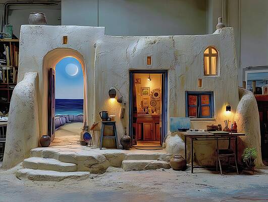 Mediterranean Scene Diorama Wall Art