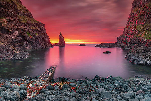 Sunset Photograph - Portcoon Jetty At Sunset, Co Antrim, Northern Ireland by Adrian Hendroff