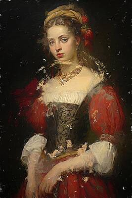 Portrait of a Lady Renaissance Style by Nature Oil Painting