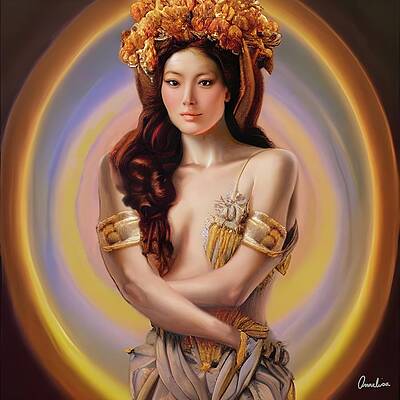 Wall Art featuring the digital art Portrait Of A Moontime Goddess by Annalisa Rivera-Franz