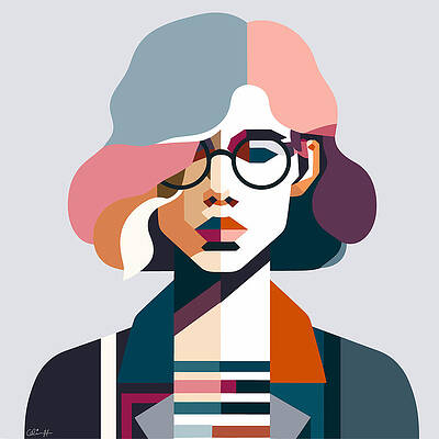 Geometric Portrait of a Woman Wall Art