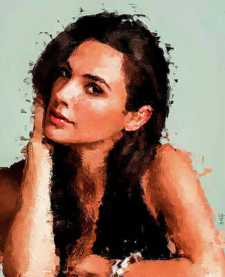 Expression Wall Art featuring the digital art Portrait Of Gal Gadot by Gradify Creations