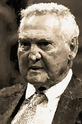 Expression Wall Art featuring the digital art Portrait Of Jerry West BW by Gradify Creations