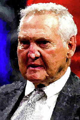 Expression Wall Art featuring the digital art Portrait Of Jerry West by Gradify Creations