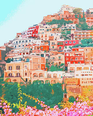 Summer Painting - Positano, Beauty Of Italy - 07 by AM FineArtPrints