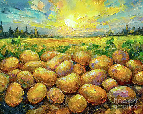 Summer Digital Art - Potato Harvest by Macro Abundance