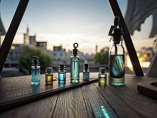 Gold Wall Art featuring the digital art Potions For Sale In The City by Eris And AI