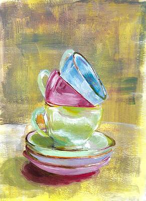 Nature Wall Art featuring the painting Powerpuff Cups by Jenna Blank Page