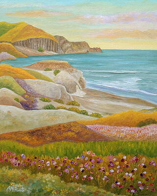 Wall Art featuring the painting Prairie By The Sea by Angeles M Pomata