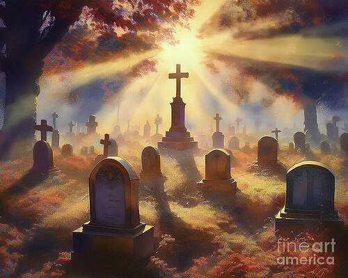 Vintage Wall Art featuring the ai art Prairie Graves by Macro Abundance