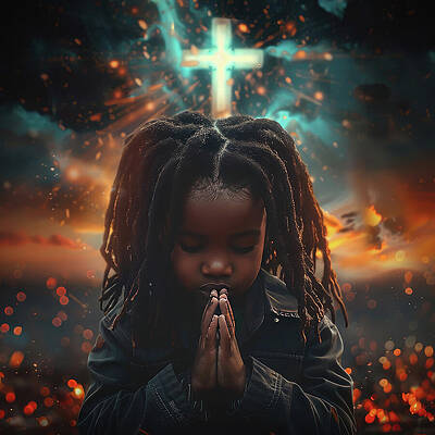 Wall Art featuring the digital art Praying Child 1 by Gian Smith