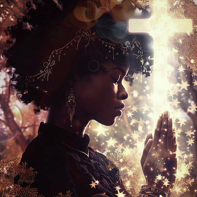 Wall Art featuring the digital art Praying Woman by Gian Smith