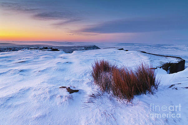 Dramatic Photograph - Pre-dawn, Snow On  Froggatt Edge, Derbyshire Peak District, England by Neale And Judith Clark
