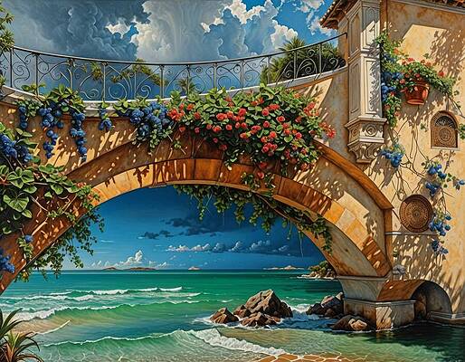 Architecture Wall Art featuring the digital art Pretty Bridge by Eris And AI