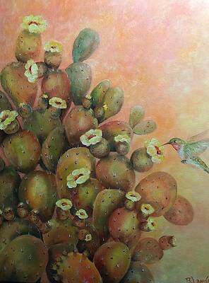 Wall Art featuring the painting Prickly Pear Cactus by Barbara Landry