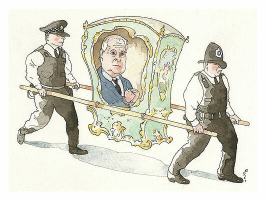 Man Carried by Policemen in Carriage Painting