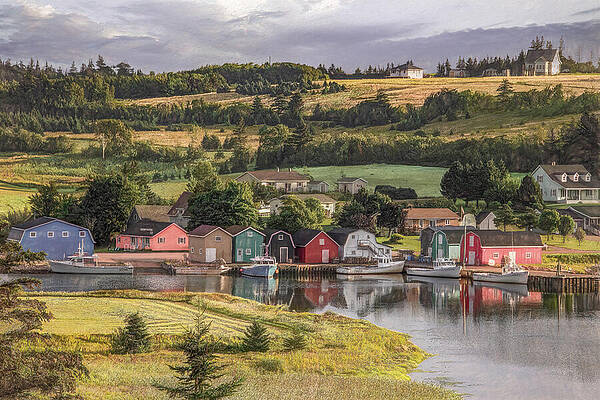 Scenic Village by the Water Wall Art