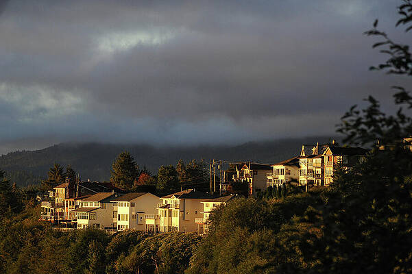 Sunset Over Hillside Homes Wall Art