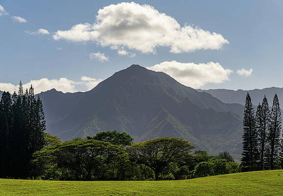 Wall Art featuring the photograph Princeville's Stunning Golf Course With Serene Lake And Mountain by Steven Heap