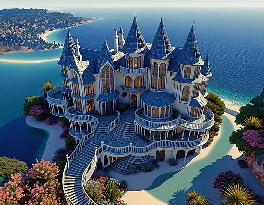 Architecture Wall Art featuring the digital art Private Island by Eris And AI