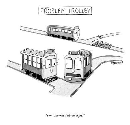 Tracks Wall Art featuring the drawing Problem Trolley by Amy Kurzweil