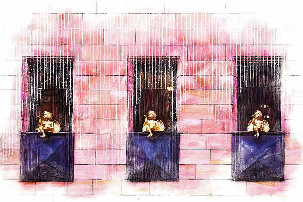 Wall Art featuring the mixed media Protector Angels In The City by Tatiana Travelways