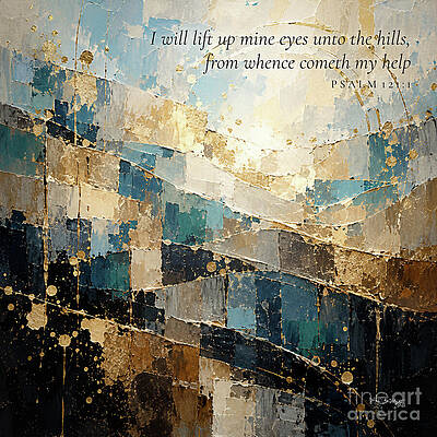 Wall Art featuring the painting Psalm 121 1 Bible Verse Wall Art, I Will Lift Up Mine Eyes Unto The Hills by Mark Lawrence