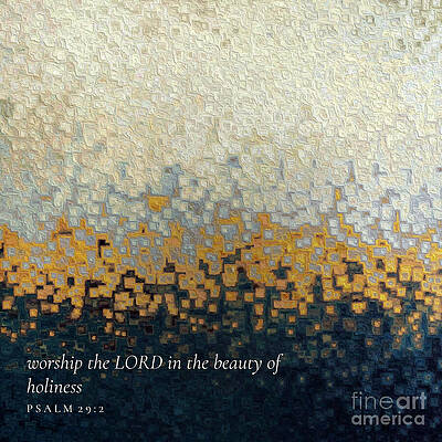 Wall Art featuring the painting Psalm 29 2 Square Christian Art, Worship The Lord by Mark Lawrence