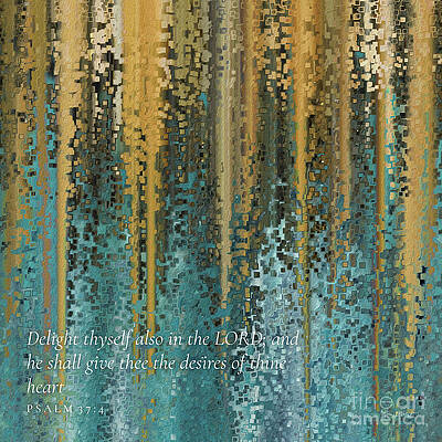 Wall Art featuring the painting Psalm 37 4 Bible Verse Wall Art, Delight Thyself In The Lord by Mark Lawrence