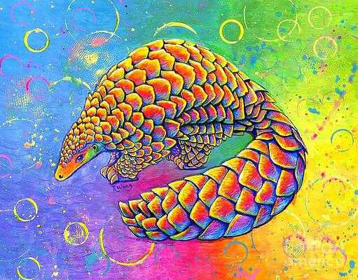 Psychedelic Rainbow Pangolin Painting