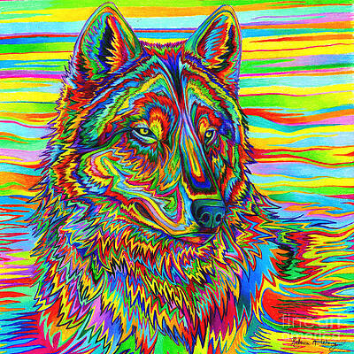 Vibrant Multicolored Wolf Wall Art