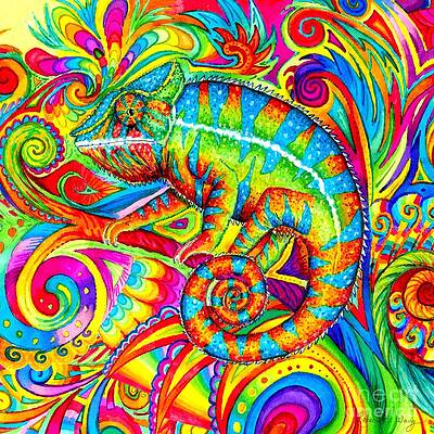 Colorful Psychedelic Chameleon Wall Art