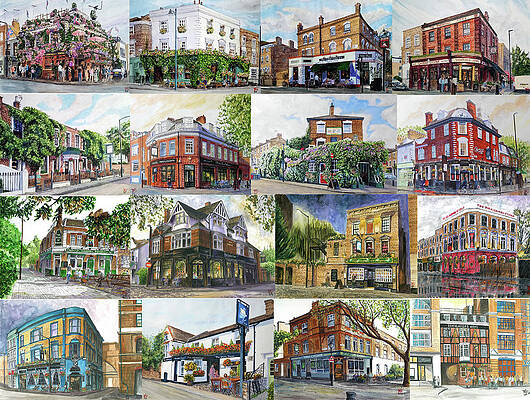 Pub Wall Art featuring the painting Pubs Of London I by Francisco Gutierrez