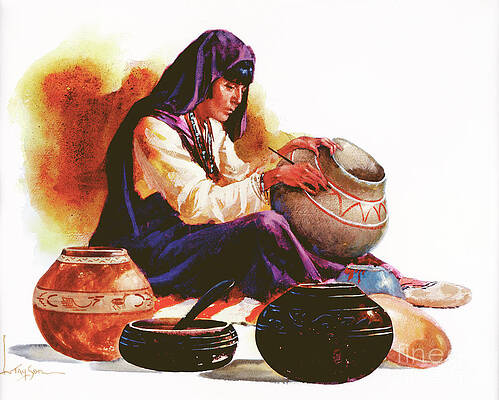 Pueblo Pottery Making Print