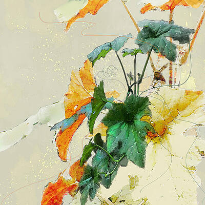 Wall Art featuring the digital art Pumpkin Vines by Gina Harrison