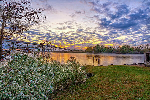 Cloud Wall Art featuring the photograph Pungo Ferry Bridge Sunset I by Donna Twiford