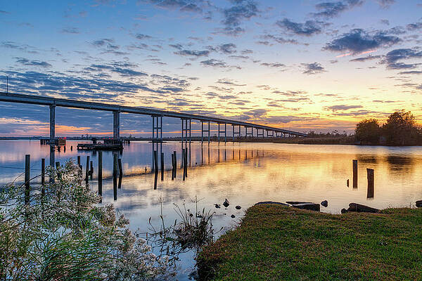 Cloud Wall Art featuring the photograph Pungo Ferry Bridge Sunset IV by Donna Twiford