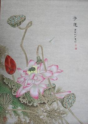 Wall Art featuring the painting Pure Lotus III by HuiZhen Zhang